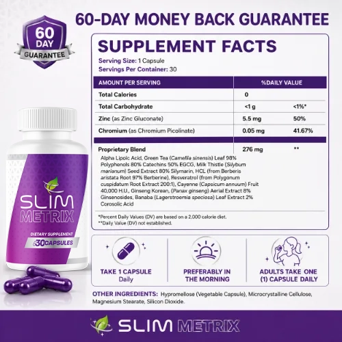 Slim Metrex supplement facts and ingredient label